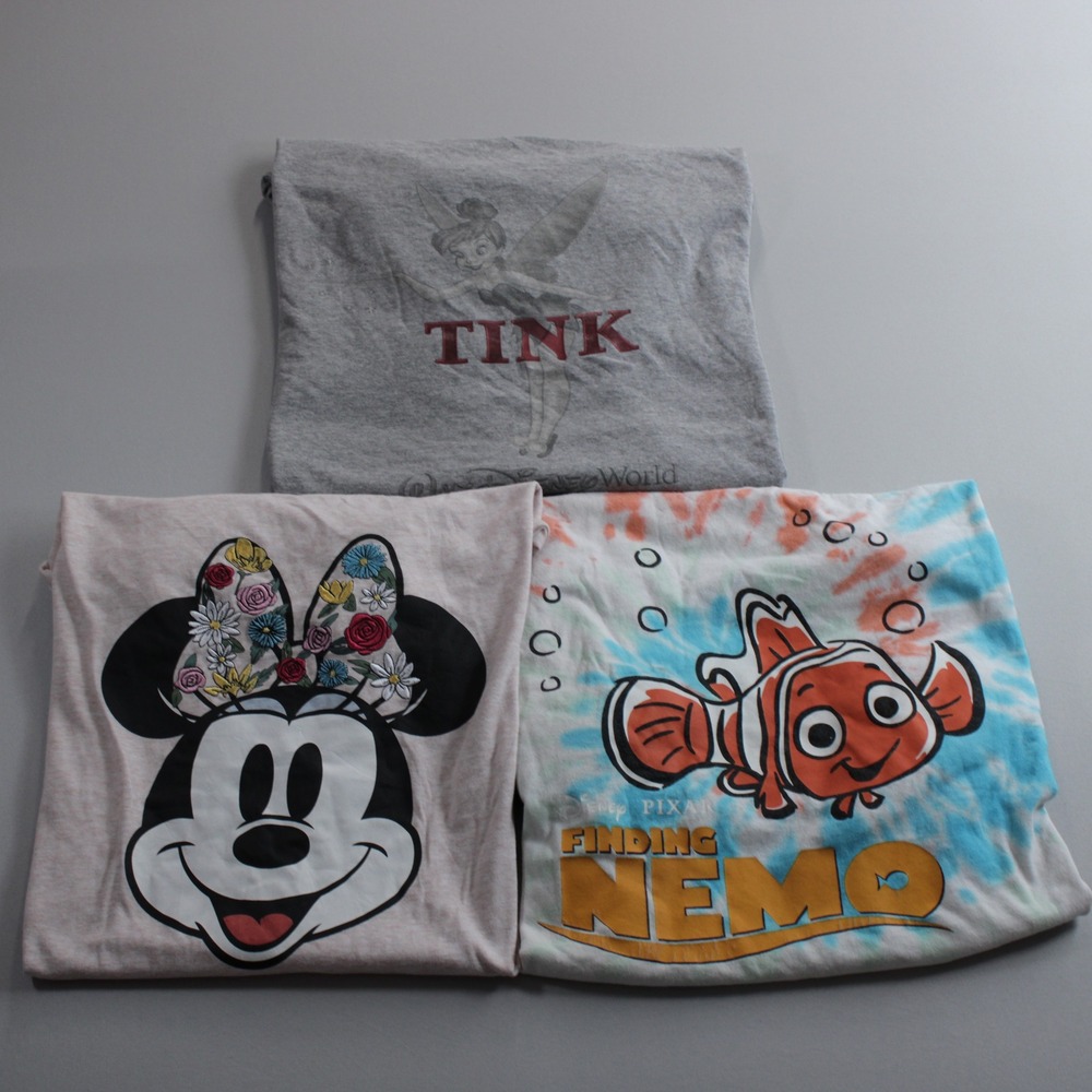 Disney T-Shirt Lot of 3 2XL Minnie Mouse Finding Nemo Tinker Bell Graphic Tees